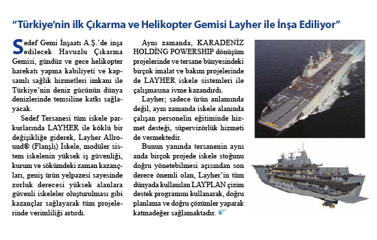 Türkiye'nin ilk çıkarma ve helikopter gemisi layher ile inşa ediliyor