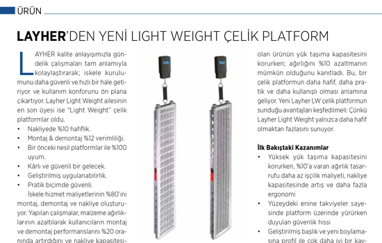 Layher'den yeni light weight çelik platform